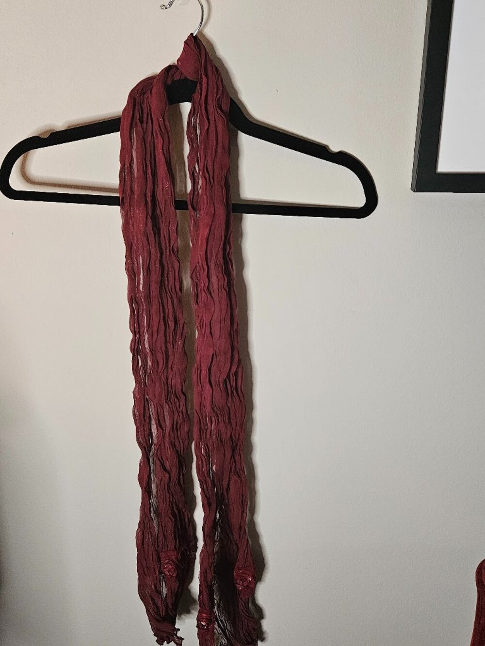 Vintage J. Jill 2000s Burgundy Polyester Scarf